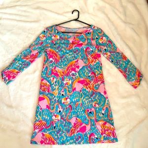 Lilly Pulitzer flamingo print fitted dress